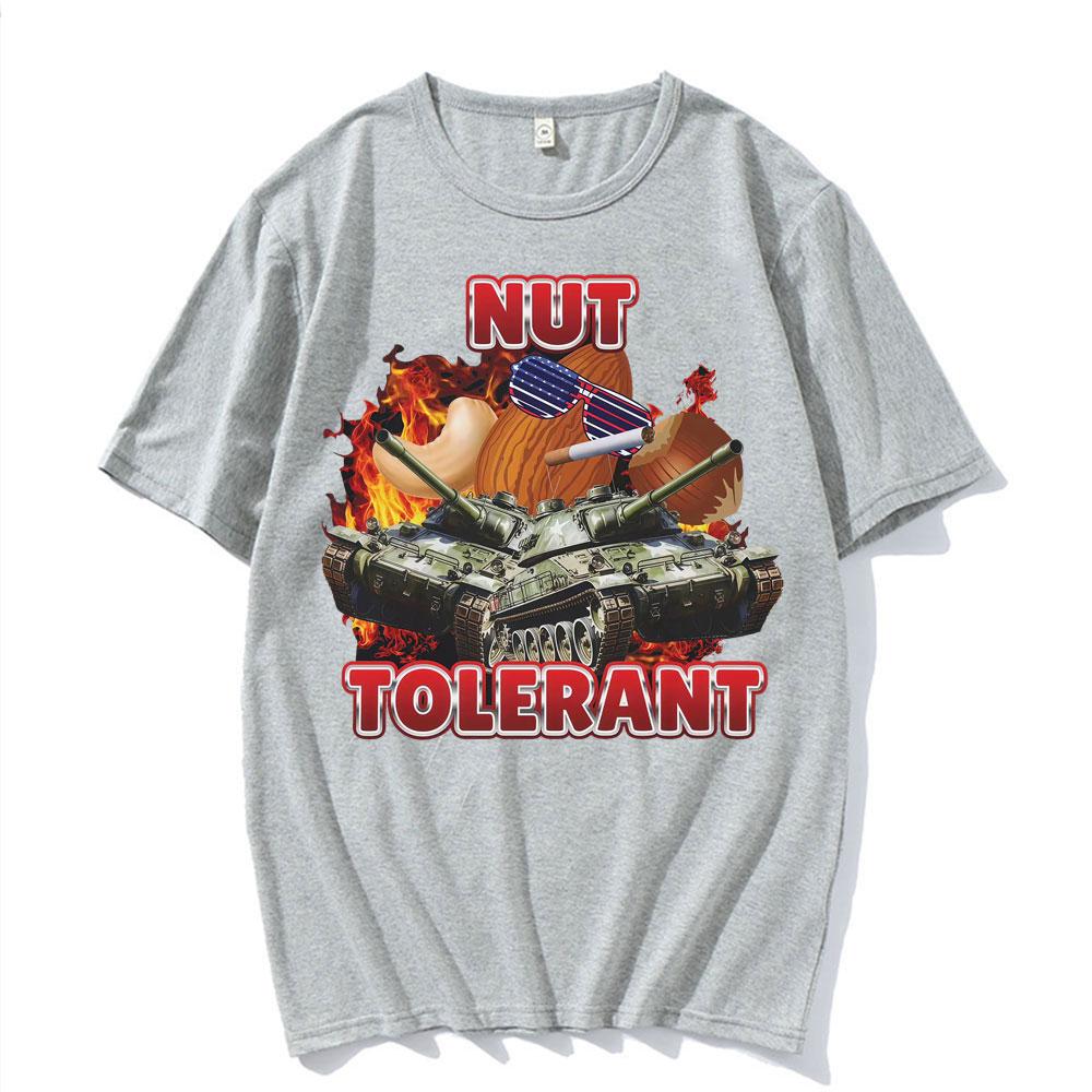 Nut Tolerant Funny Goofy Ahh Meme Tshirts Unisex High Street Vintage Short Sleeve T Shirt Men Summer Fashion Oversized Tees