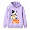 Kids Boys Girls Hoodie, Cute Cat Hamster Snack Attack Print Casual Long Sleeve Pullover Sweatshirt for Daily Wear