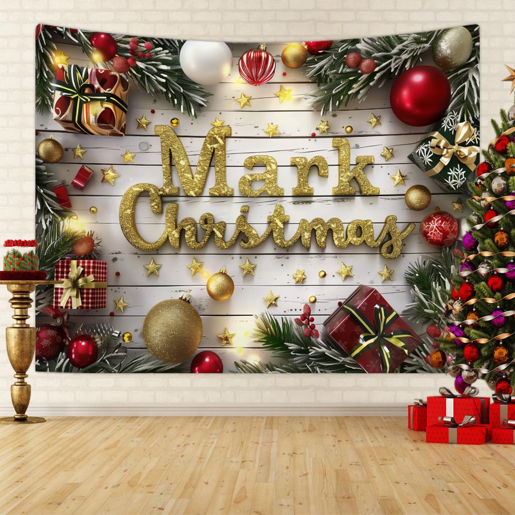 1pc Merry Christmas Tapestry, Happy New Year Blessings Poster Decoration Background Wall Hanging Decoration Tapestry