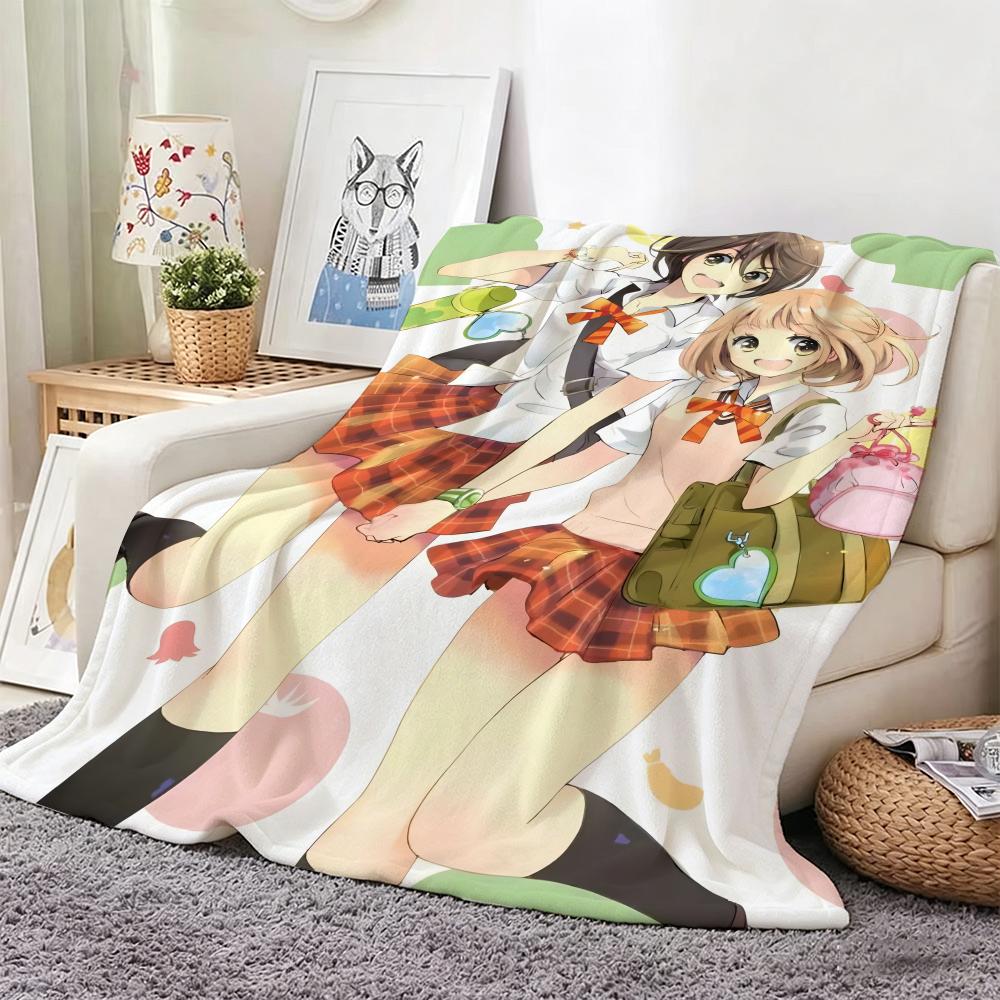 Anime K-KaseS San and MorningS Glories Throw Lightweight 240g Flannel Blanket Soft Skin-friendly for Summer Cooling