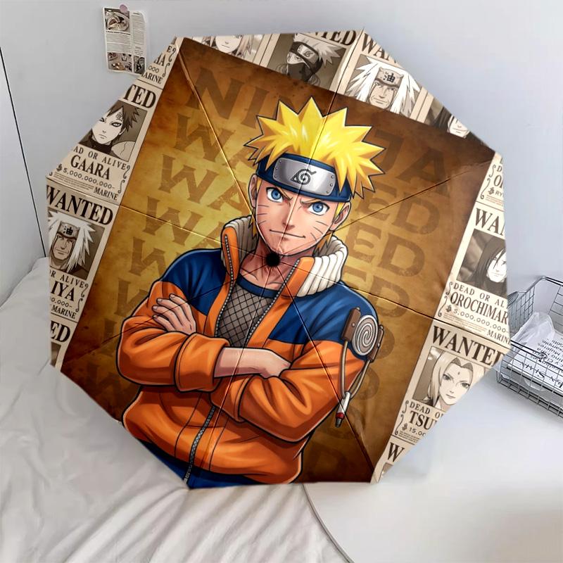 1 PC Automatic Folding Umbrella - Naruto Poster Pattern Portable Foldable Design With 8 Ribs Christmas Birthday Gifts