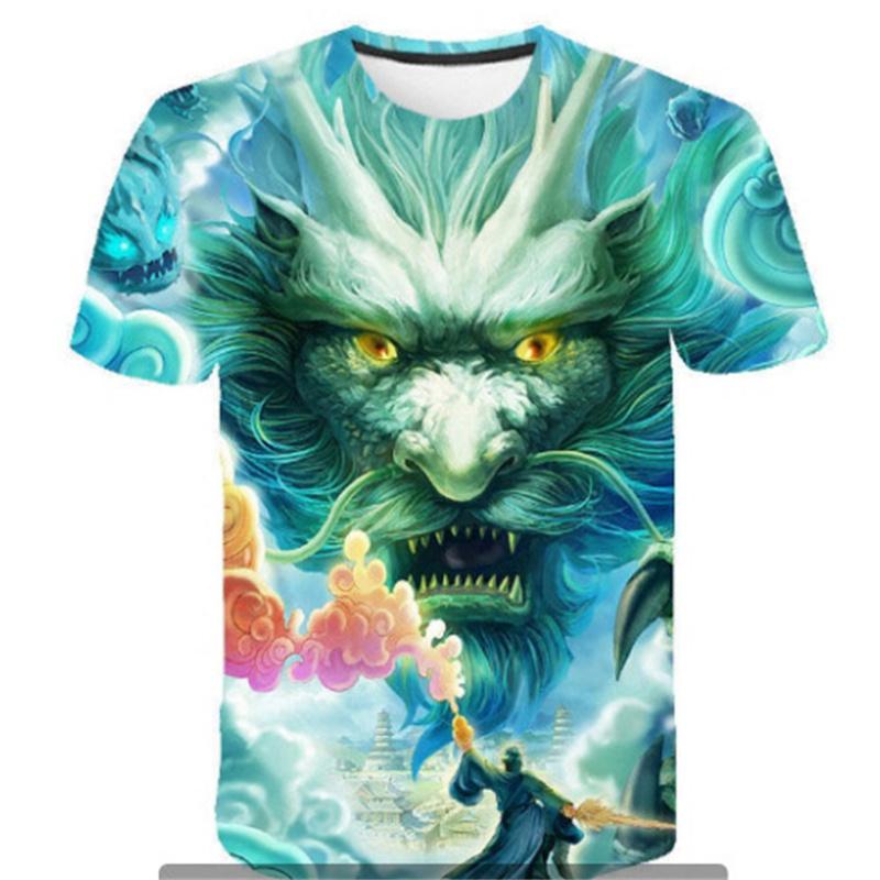 Summer Dragon T-Shirts Animal 3D Print Men Women Round Neck Short Sleeve T Shirt Casual Hip Hop Top Harajuku Tees Man Clothing