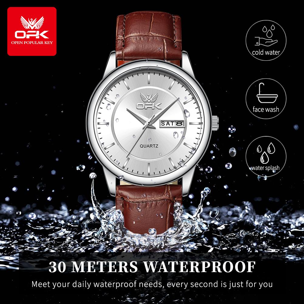 OPK 6022 Watches For Men Waterproof Luxury Quartz Watch Luminous Wristwatch Automatic Watch Dual Calendar Display Reloj Hombre