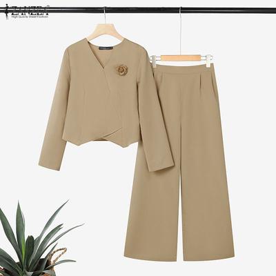 Women Long Sleeve Blouse and Pants Casual Two Piece Suit Sets