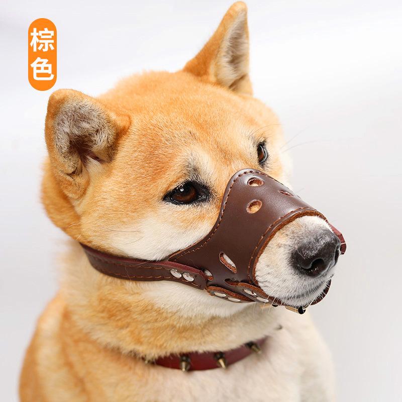 

Adjustable Dog Muzzle Soft Comfortable Anti-Bite Mesh Mouth Cover for Small Medium Large Dogs with Secure Fastening Strap One Size коричневый