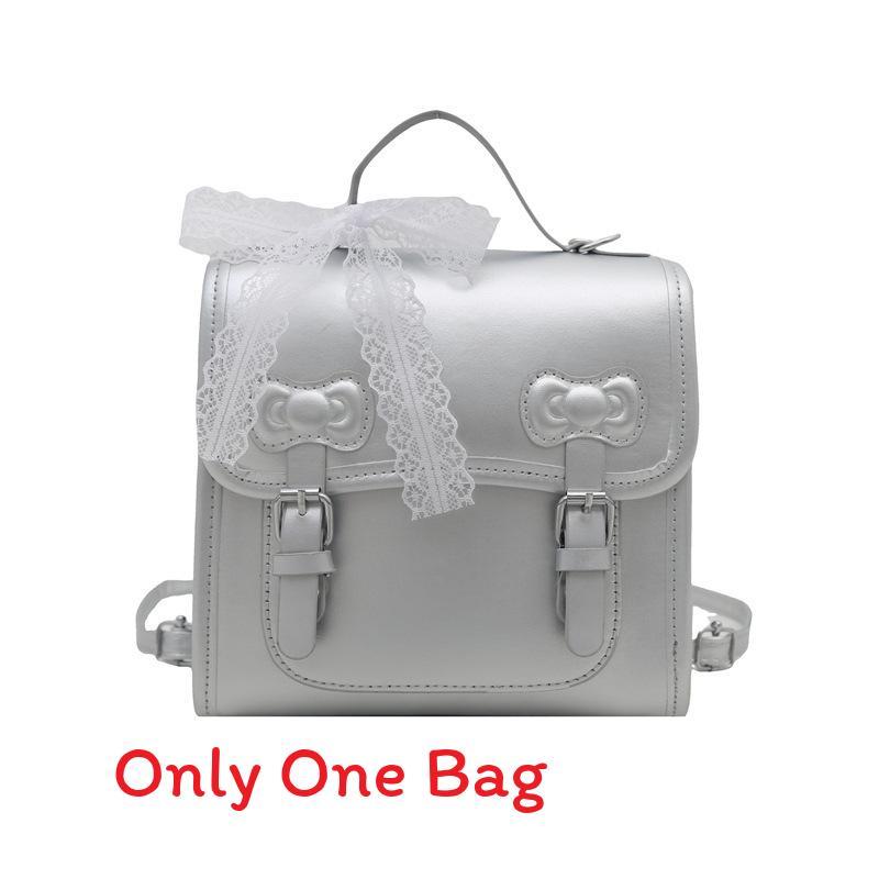 Fashion Bow College Style Backpack For Women With Pu Material And Stitching Details For Daily Use