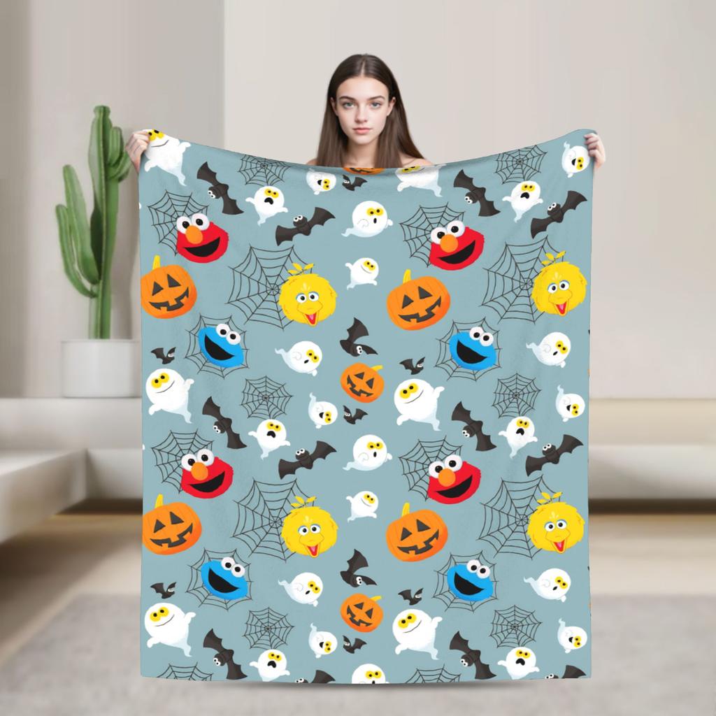 Super Warm Blanket Airplane Travel Zoe and Rosita on Yellow Bedding Throws S-Sesames Streets Flannel Bedspread For Couch Bed