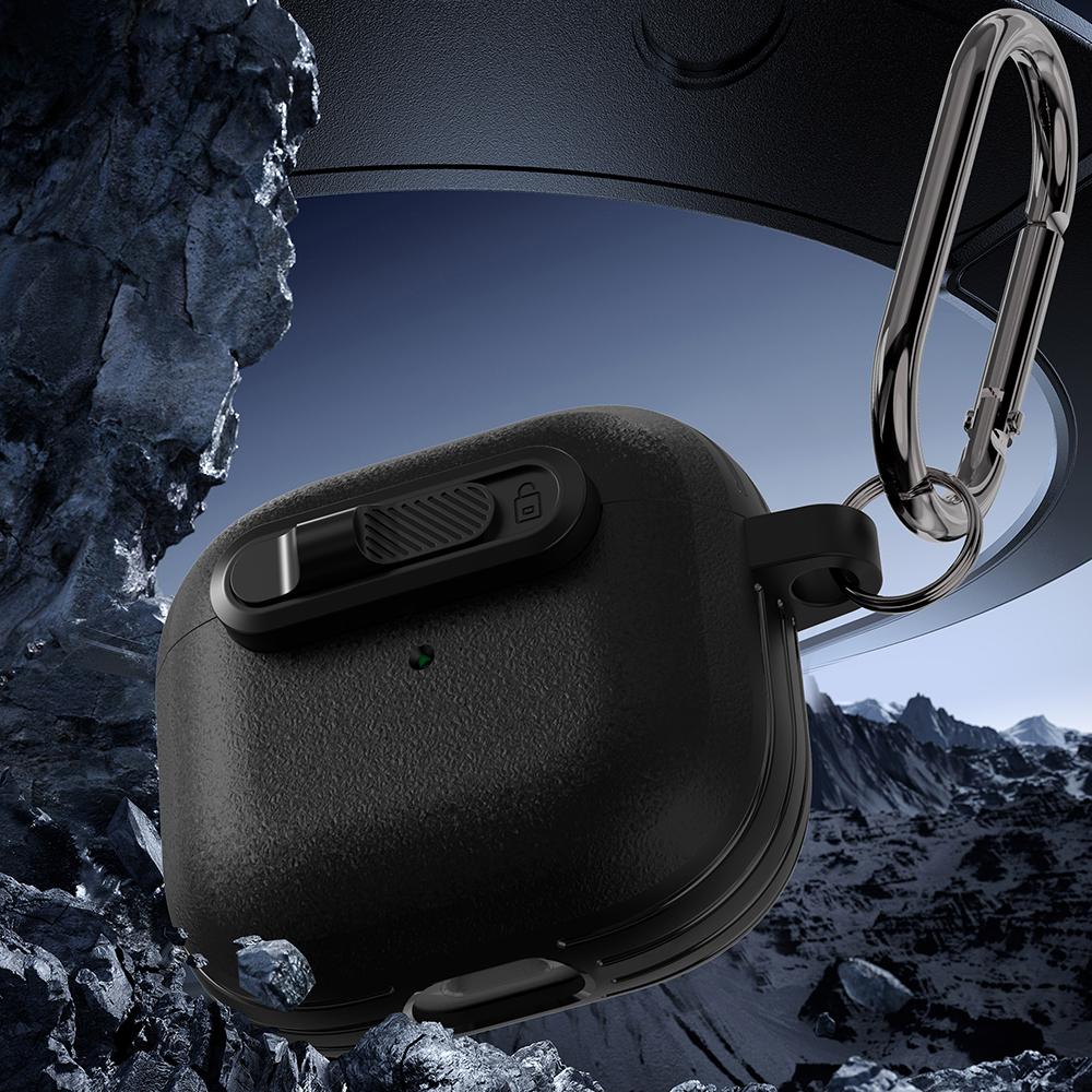 For Apple AirPods 3 Protective Case Lock Buckle Switch TPU + PC Wireless Earphones Cover with Carabiner