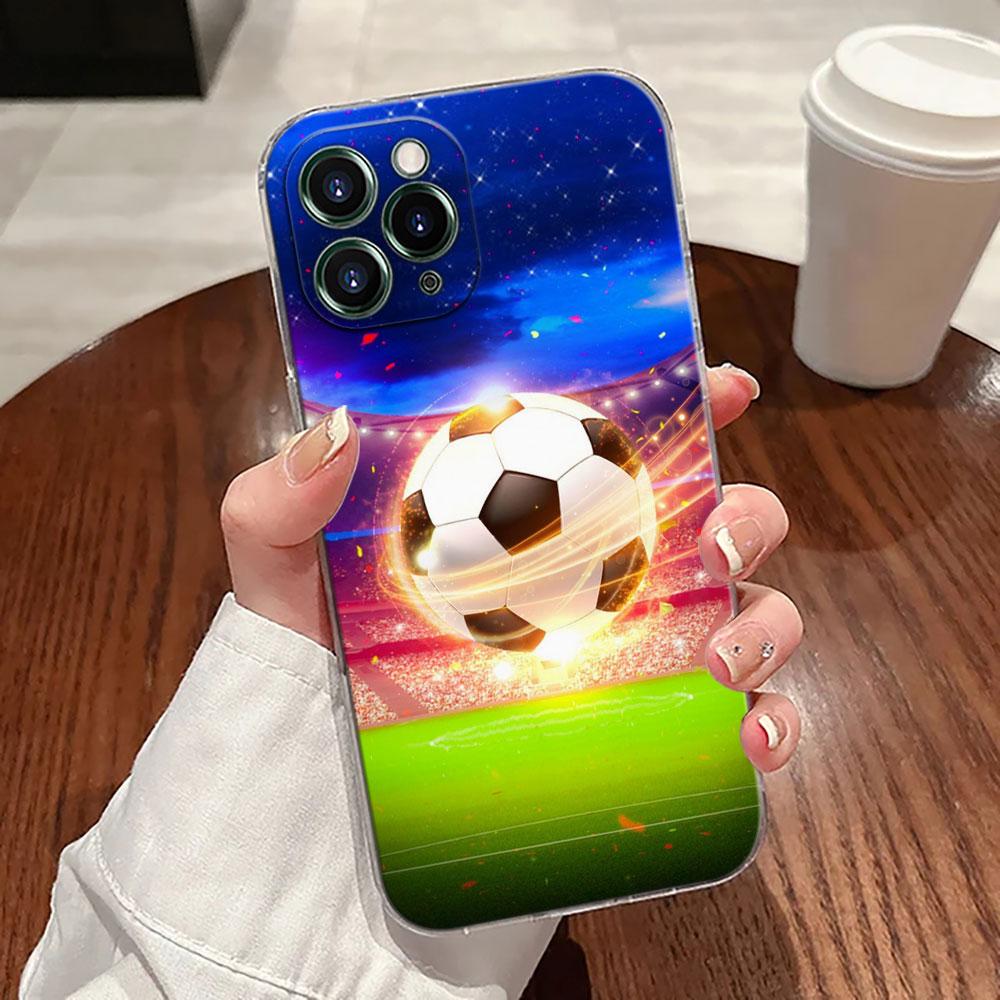Feuer Fußball Hülle Für Apple iPhone 17 16 15 14 13 12 11 Pro Max 16 Plus 16E 17Air 17Pro Handyhülle Fußball Silikon Funda