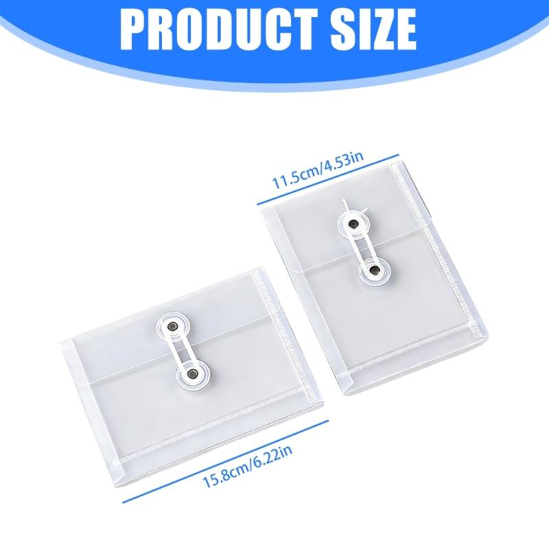 10Pcs Small File Storage Bag Waterproof Clear Plastic Document Pouches with String Closure For Receipt Document Paper
