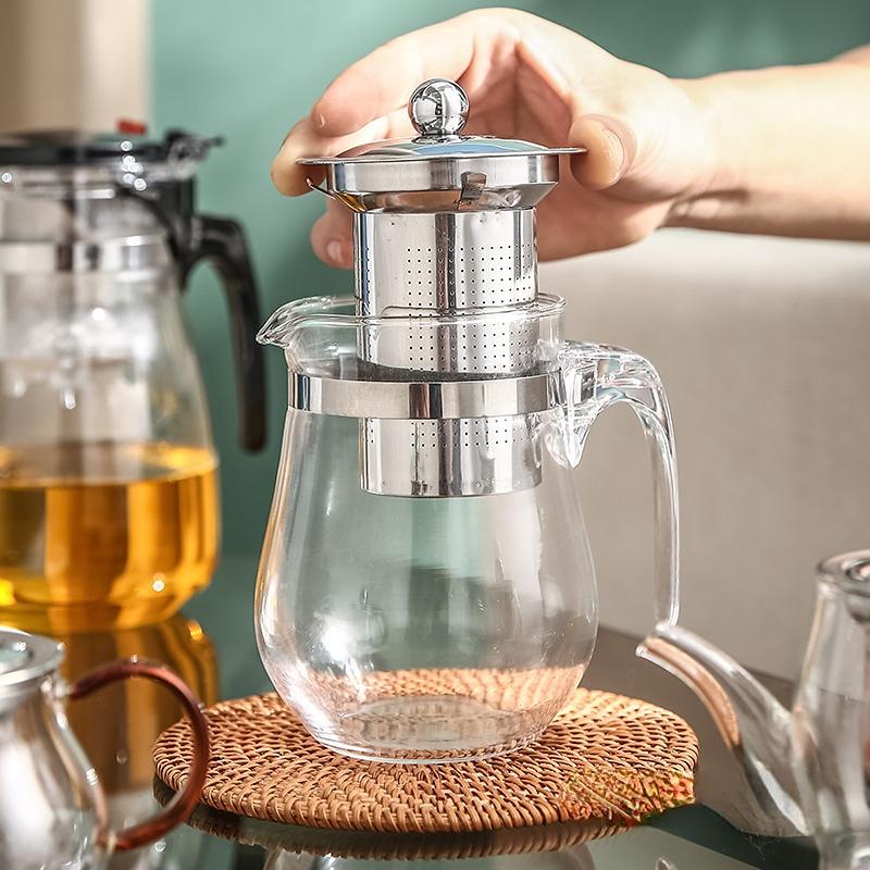 Skleněná konvička na čaj Varná konvice na čaj Filtrace čaje Žáruvzdorná skleněná konvička na čaj pro infuzi Konvice Pu Erh Gaiwan Sada Konvice Sítko Puer