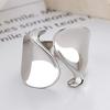 Huitan Women Open Ring Silver Color Geometric Irregular Wide Band Fashion Finger Jewelry Gift for Women Vintage Party Daily WearGood Product
