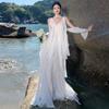 Heavy Industry Laminated Ruffle Leaf Edge Seaside Photo Beautiful Dress Elegant Morning Robe Daily Birthday Dress Beach Dress