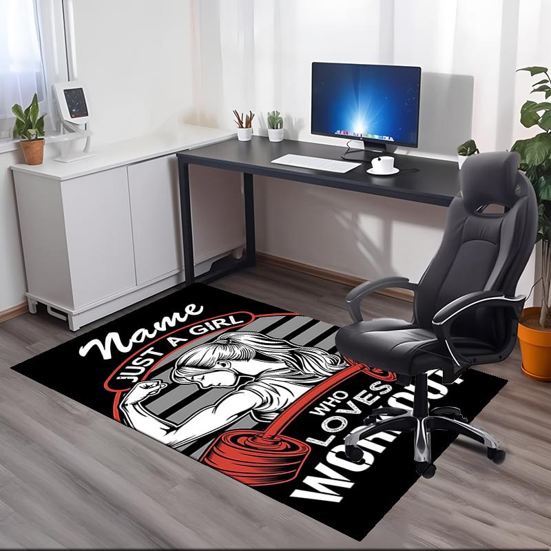 Custom Name weightlifting Printed Carpet, for Office Chair Living Room Bedroom Kitchen Room Decor Gifts.