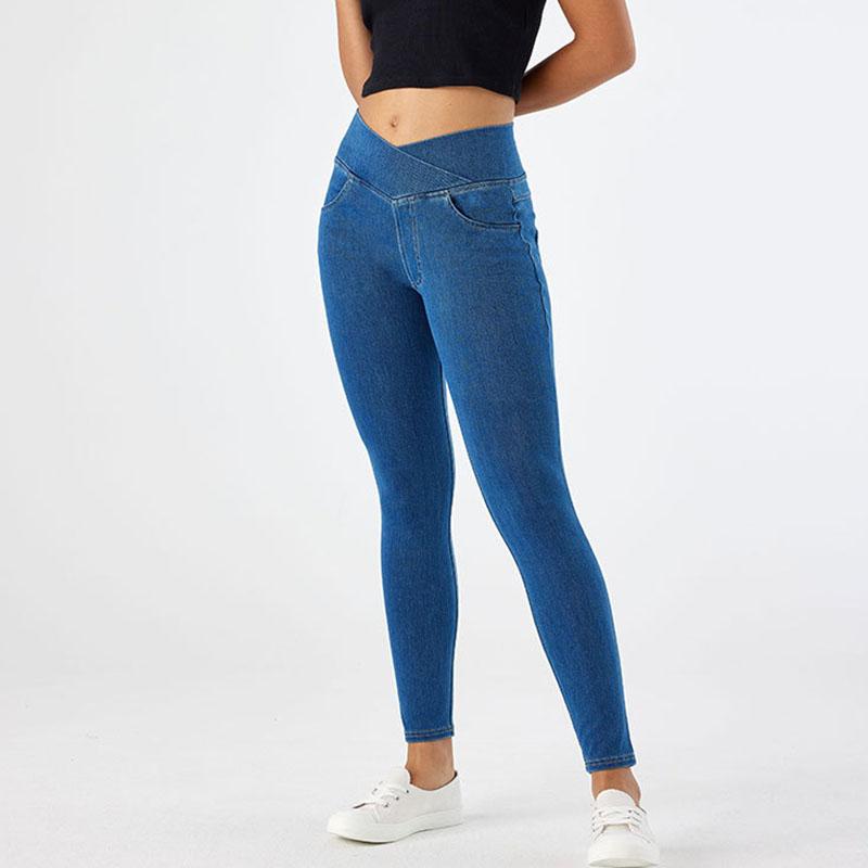 Schlanke High-Waist Yoga-Jeans Damen sexy lässig Hochelastische Denimhose Damen