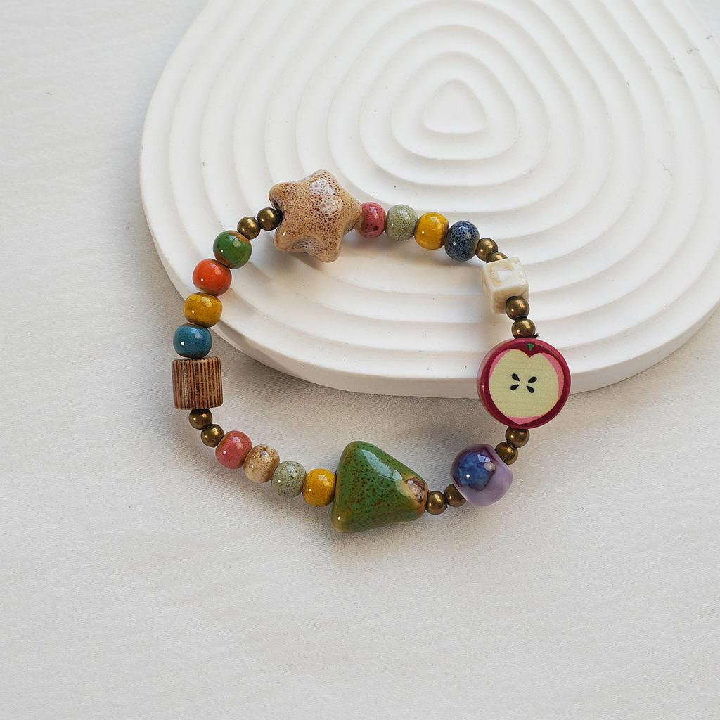 New high-grade colorful flower glaze beaded ceramic ethnic style girlfriend series jewelry