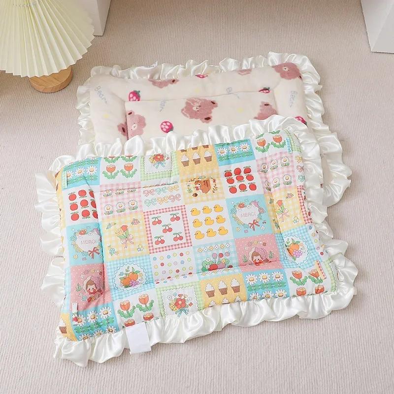 

1PC Double sided Pet Sleeping Mat Dog Bed Cat Bed Soft Hair Thickened Blanket Pad Fleece Home Washable Warm Blanket Pet Supplies S 47x33cm