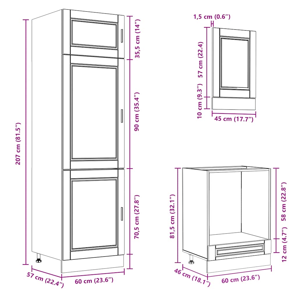 7 Piece Kitchen Cabinet Set Porto Grey Sonoma Wood Based Panel