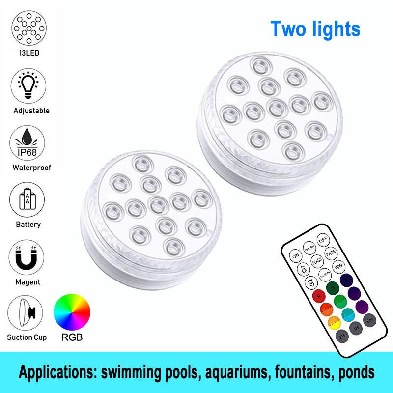 RF Wireless Waterproof IP68 Underwater Lights Pool Party Atmosphere Lights Pond Lighting Colored Lights Outdoor Garden Landscap