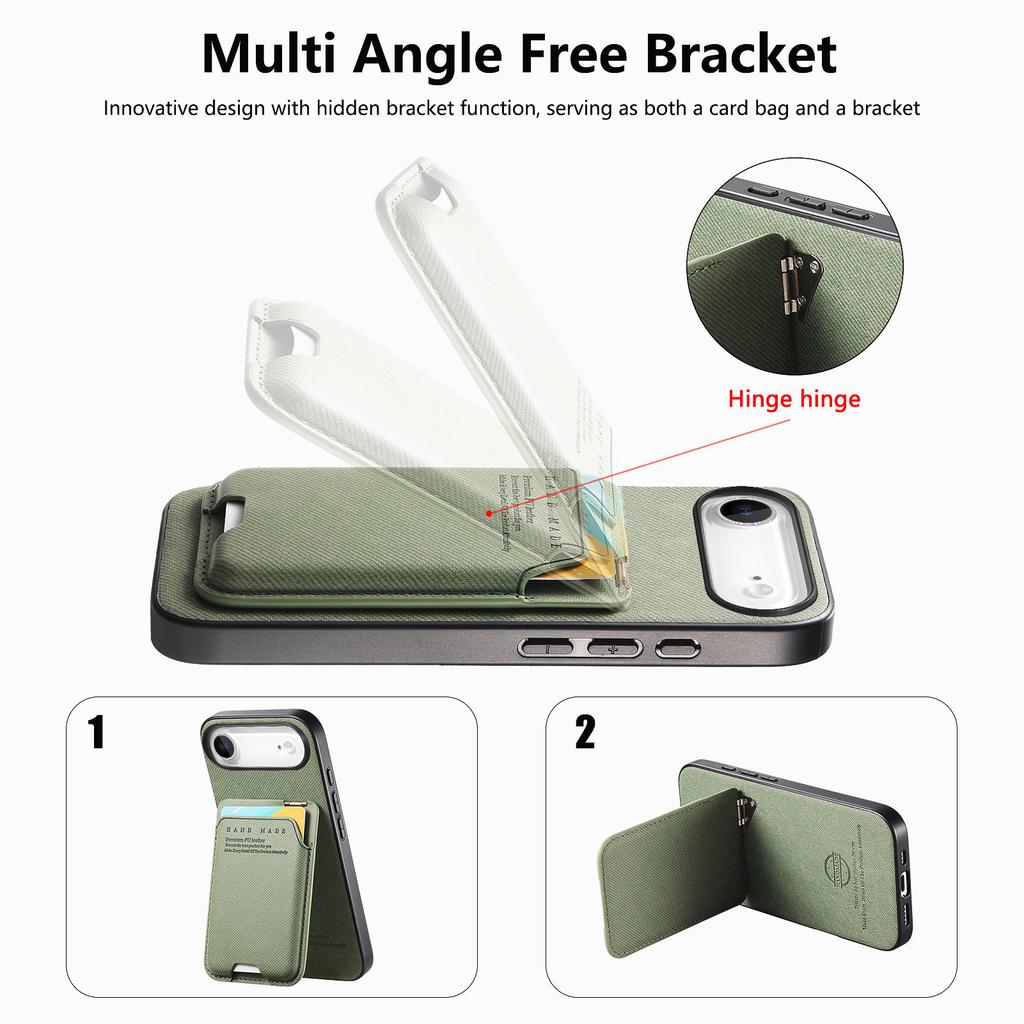 For iPhone Air Case Cloth Texture Leather+PC+TPU Phone Cover with Card Holder Kickstand
