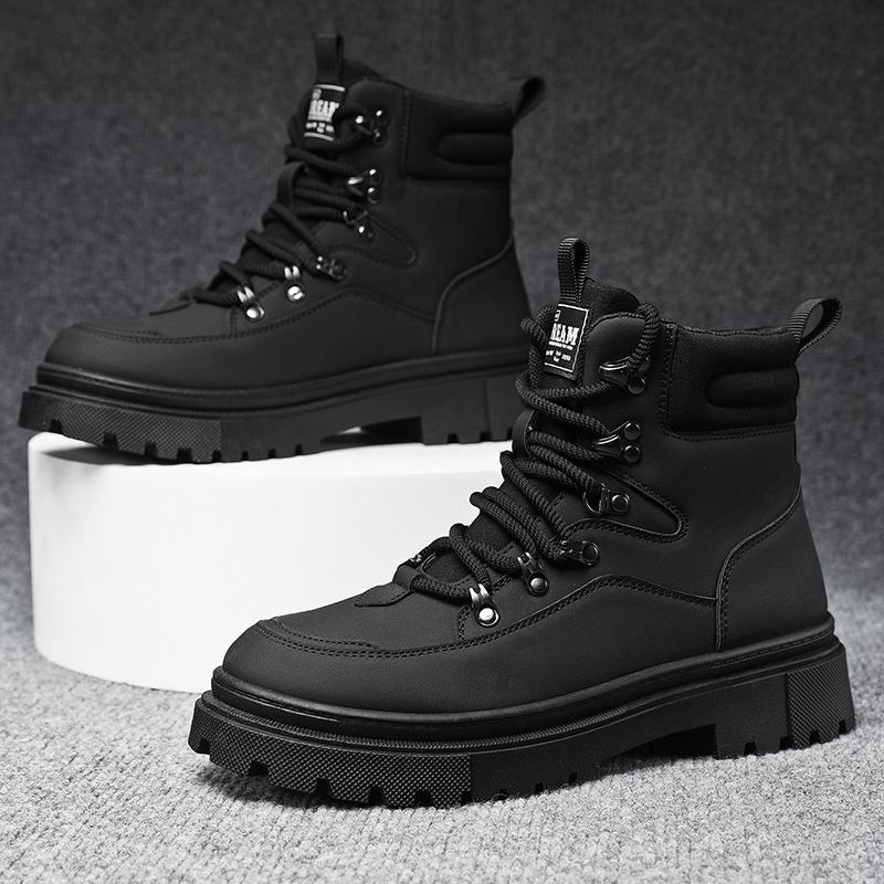 

Новые модные осенние и зимние мужские высокие ботинки martin для студентов, трендовые рабочие туфли на мягкой подошве для мальчиков, кроссовки Martin с защитой труда 39 чёрный