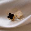 Elegant Gold-Plated Black Zircon Stud Earrings - Niche Design for a Luxurious Fashion Statement