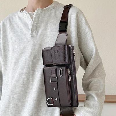 Men's Multifunctional Sport Waist & Crossbody Bag - Large Capacity PVC Chest Bag for Cycling & Phone Storage