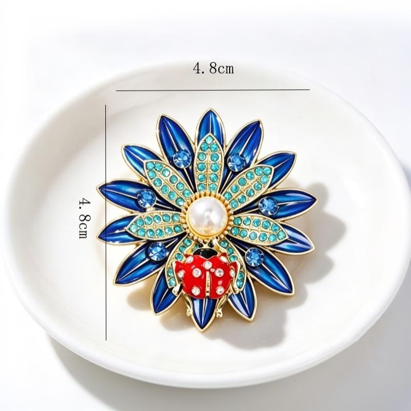 Crystal Sunflower Brooches For Women Unisex Lovely Ladybug And Flower Office Party Brooch Pin Gifts