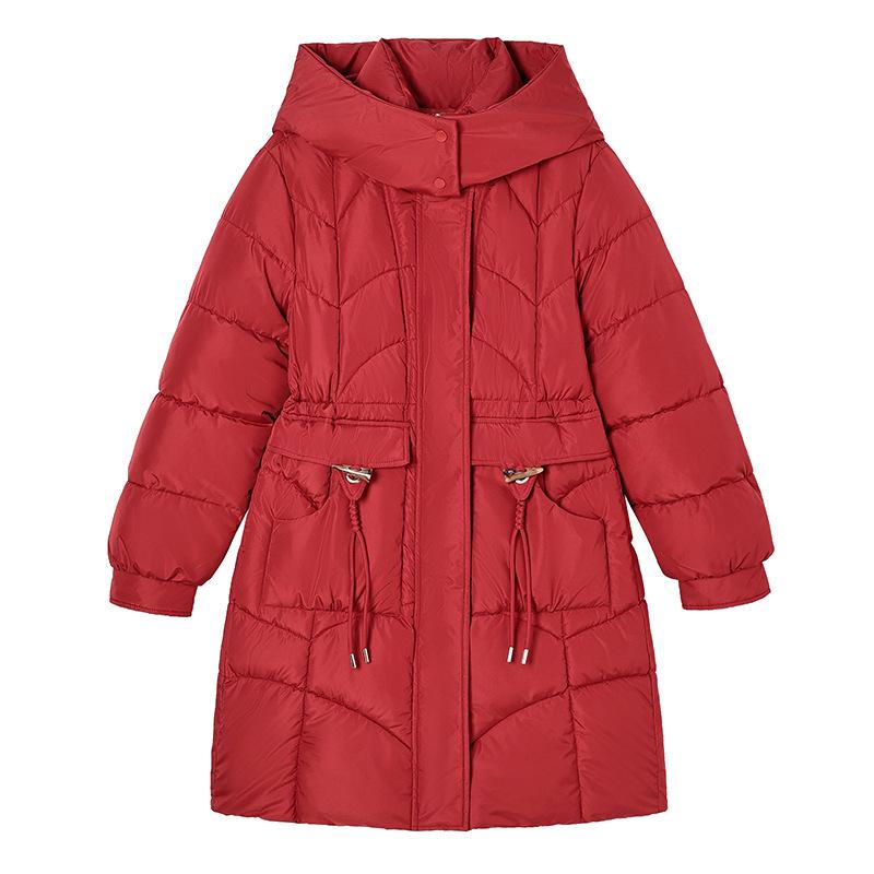 Down cotton-padded clothes for women's medium and long models, new loose and thin cotton-padded clothes, thickened hooded cotton-padded jackets, winte