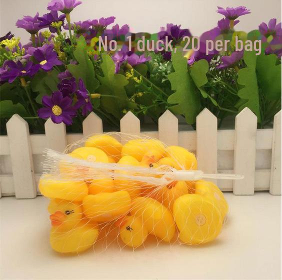 Vinyl Duck Family Bath Toy Set - Squeeze-activated Sounds, Educational Play, Mother and Ducklings, Cute Design, Includes Mesh Bag for Storage.