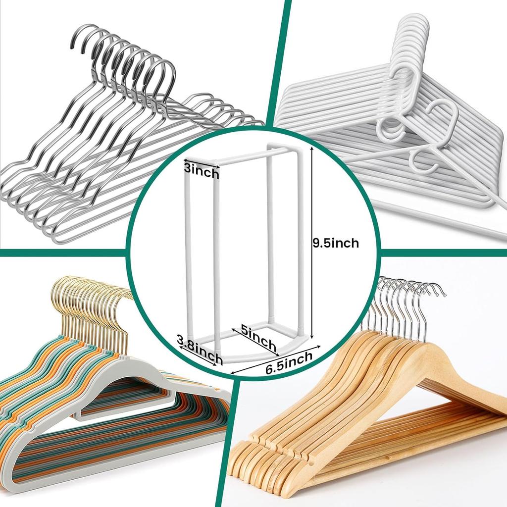 Hanger Stacker Organizer Stand, White Portable Hanger Holder Laundry Room Organization Hanger Rack Storage
