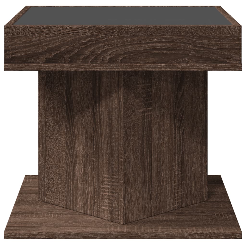 LED Coffee Table Brown Oak Effect 50x50x45 cm Wood Based Material