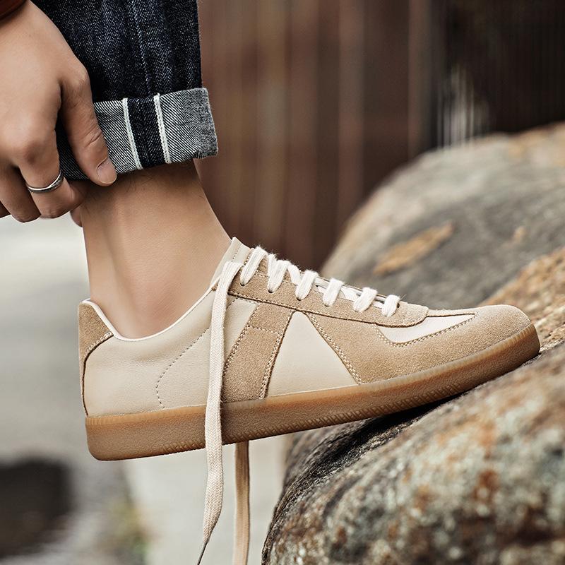 Spot 25 high version cowhide retro German training shoes men's and women's white shoes genuine leather soft leather couple Forrest Gump training b