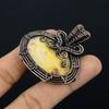 Yellow Laguna Lace Agate Pendant Gemstone Handmade Jewelry,  999 Copper Wire Wrapped Pendant, Gift For Wife Jewelry
