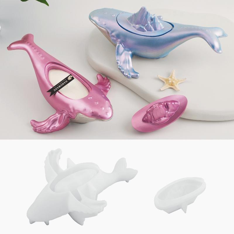 DIY Gipscement Handmade Aromaterapi Med Lock Ljus Kopp Val Ocean Lagring Gipsspegel Silikon Mögel Prydnad Molds Accessories