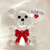 I Love You Crystal Bear Valentines Day Gift Glass Artificial Rose Flower Mothers Day Wedding Party Baby Shower Gift for Guests