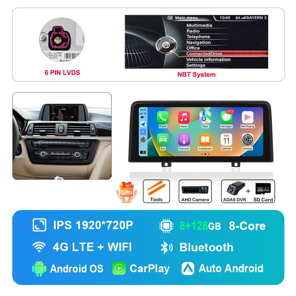 12.3 Inch 1920*720P for BMW 3 4 Series F30 F31 F32 F33 F34 F36 NBT EVO System Android Car Radio Multimedia Player DSP 4G WiFi
