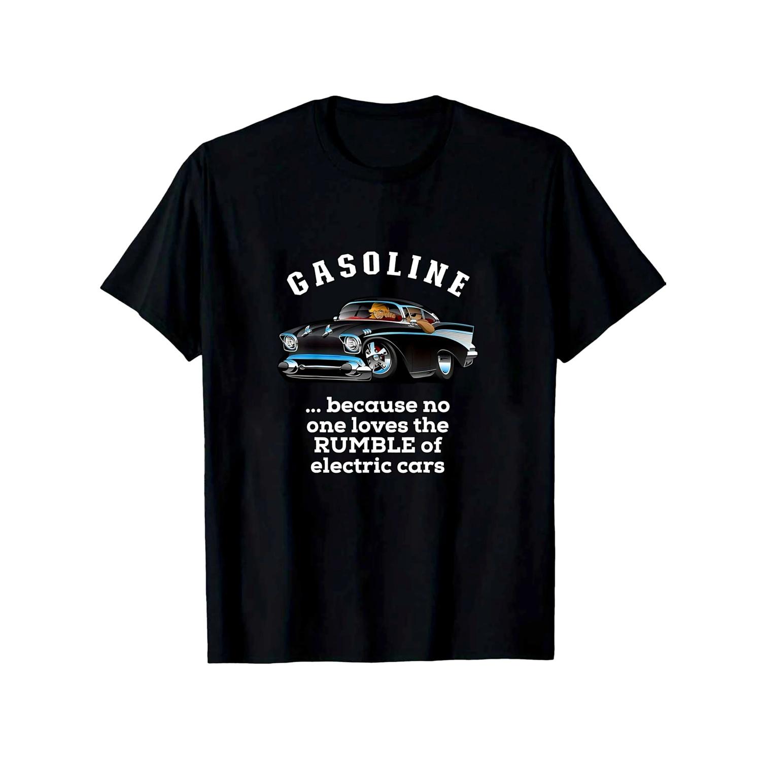 

Men s Retro Gasoline Roar Hot Muscle Car Pattern T-shirt Classic Blue Car Design in 1950s Style, Clothing for Car Enthusiasts S чёрный