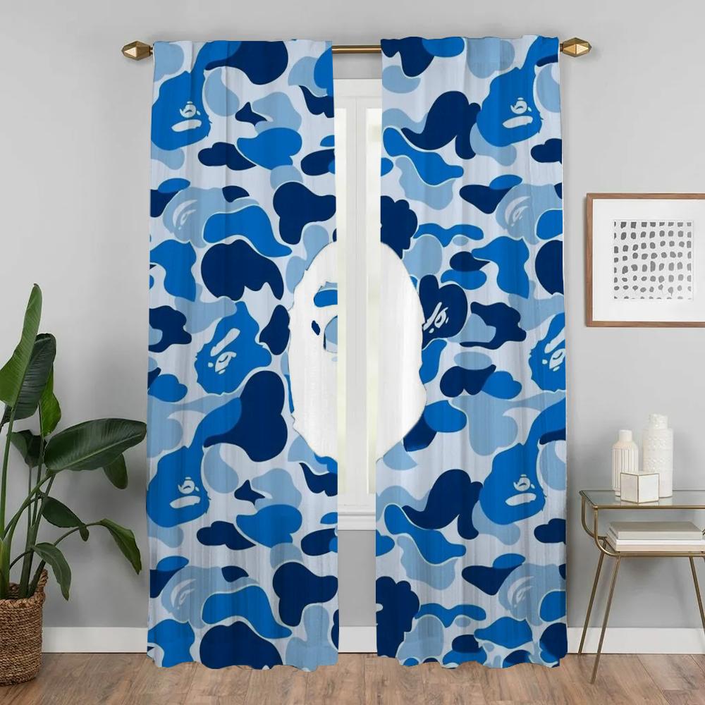 Elegant Room Curtains for Camera B-BAPE Halloween Decoration Window Curtain for Room 2 Panel Partition Home Interior Curtains