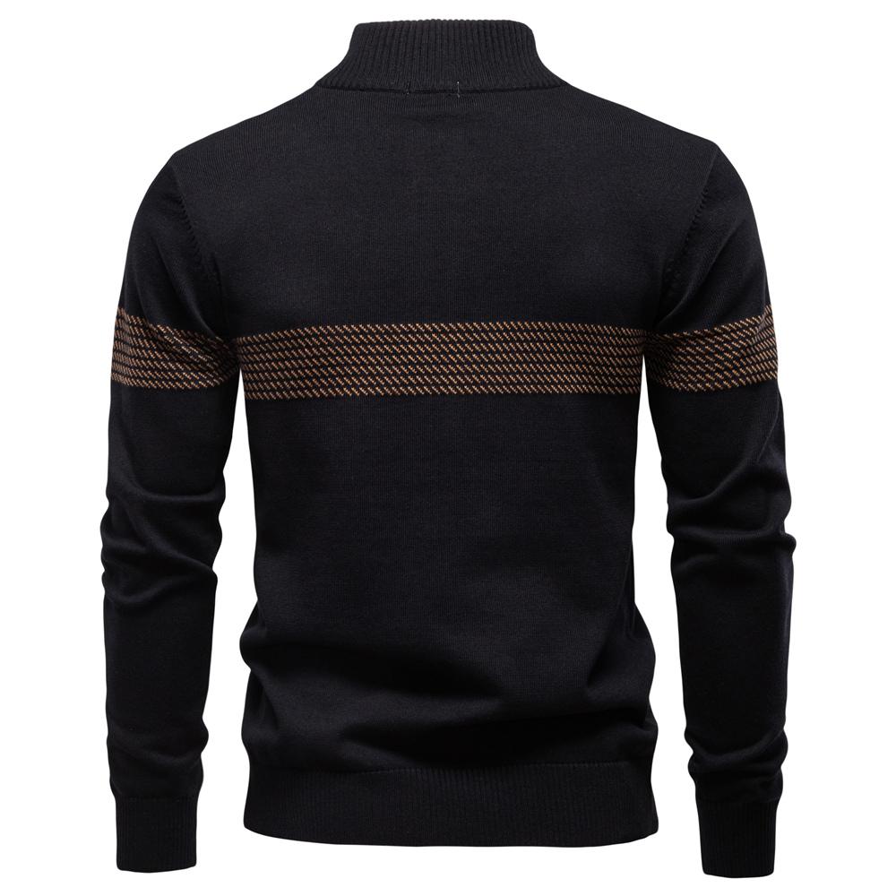 AIOPESON Thermal Men's Sweater Half Zip Knit Pullover Thick Warm Striped Design Knitted Outdoor Casual Sweater Men