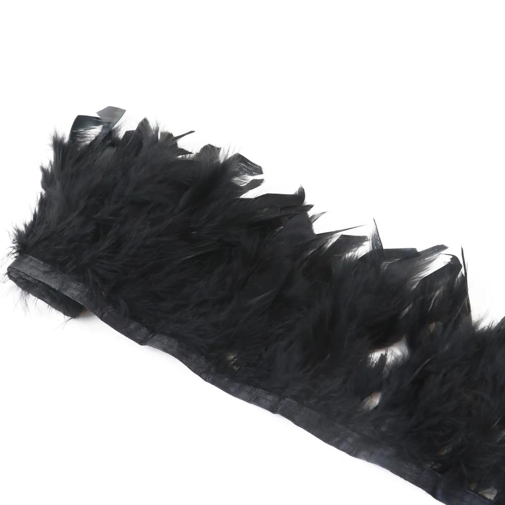 1Meters Natural Turkey Feathers Trim Height 10-15Cm Wedding Clothing Dress Decoration Diy Feather Ribbon Sewing Crafts