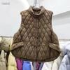 New Chinese buckle white duck down vest women's winter new fashion diamond stand-up collar solid color vest tide