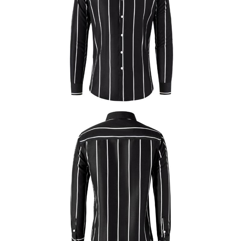 Men Striped Long Sleeve Casual Slim Fit Fashion Business Shirt