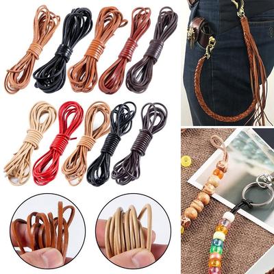 5 Meter Echtes Lederband Rundes Lederband Retro Rindslederseil DIY Halskette Armband