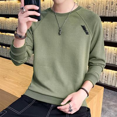 New Men's Korean Style Loose Teenager Student Jacket Casual Round Neck Comfortable Long Sleeve Pullover
