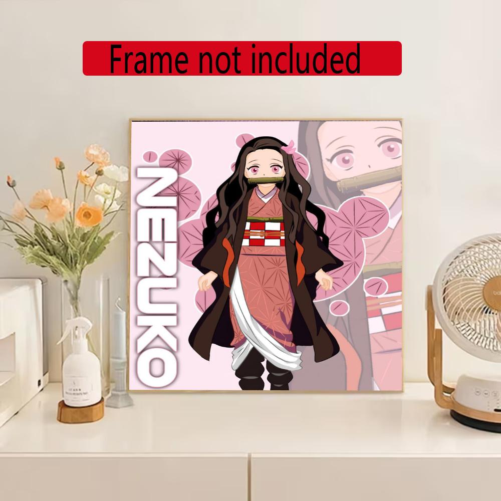 Nezuko Kamado Collage 5D Diamond Painting Round Diamond Rhinestones Mosaic Diamond Embroidery Wall Paintings Rhinestones Gift Frameless
