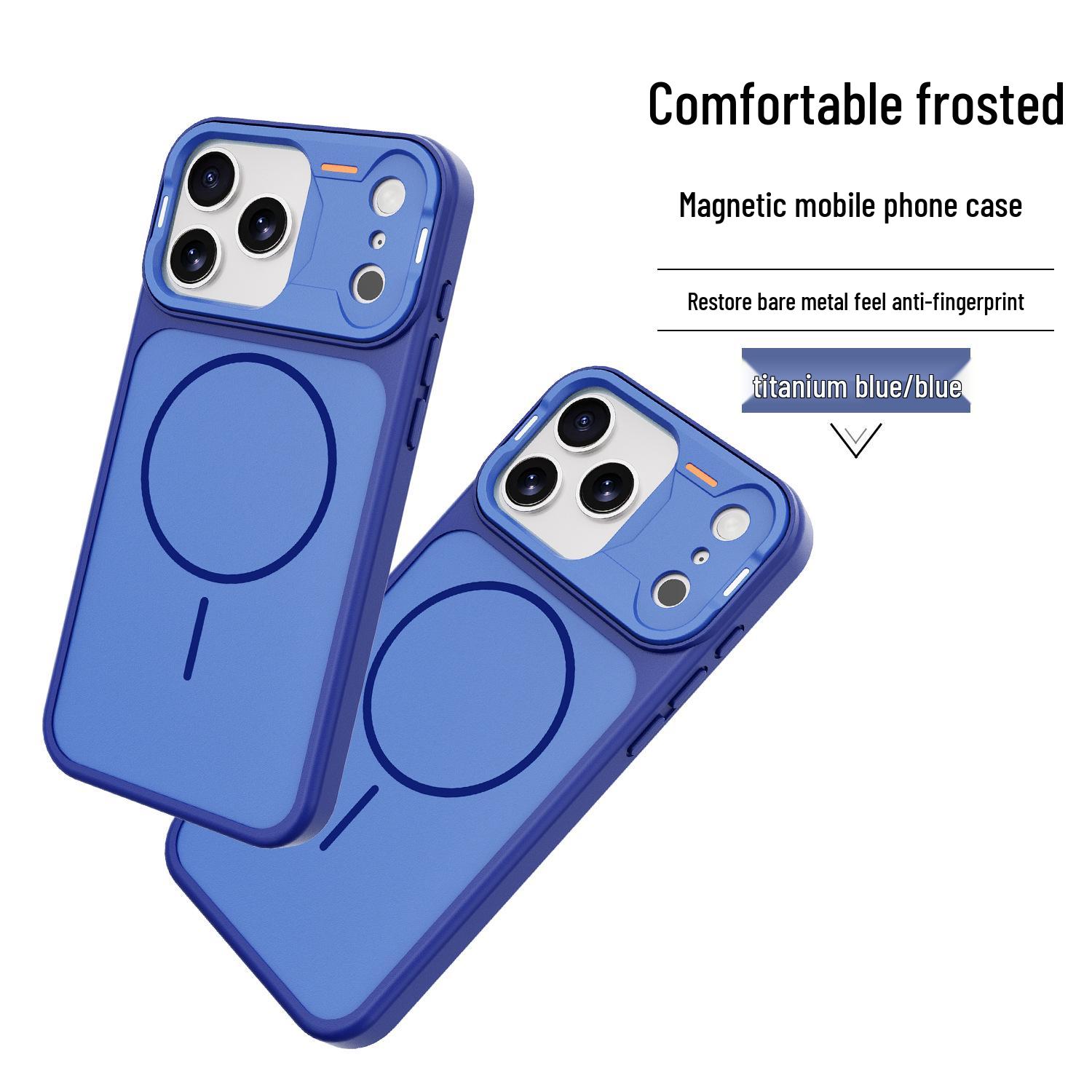 

Frosted Magnetic Thin Ring Case for iPhone 17 Pro Max - Skin-like Full Coverage Drop Protection for Apple 16/15. Pro Max for iPhone 15 синий