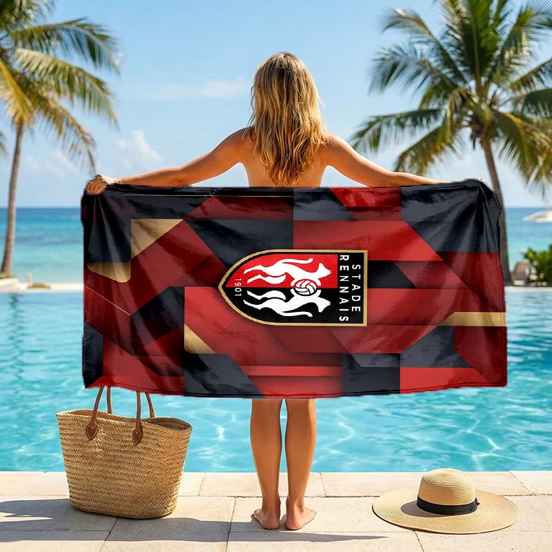 Stade Rennais FC Stampa Asciugatura Rapida Telo da Spiaggia Microfibra Assorbente Portatile da Viaggio Asciugamano da Nuoto