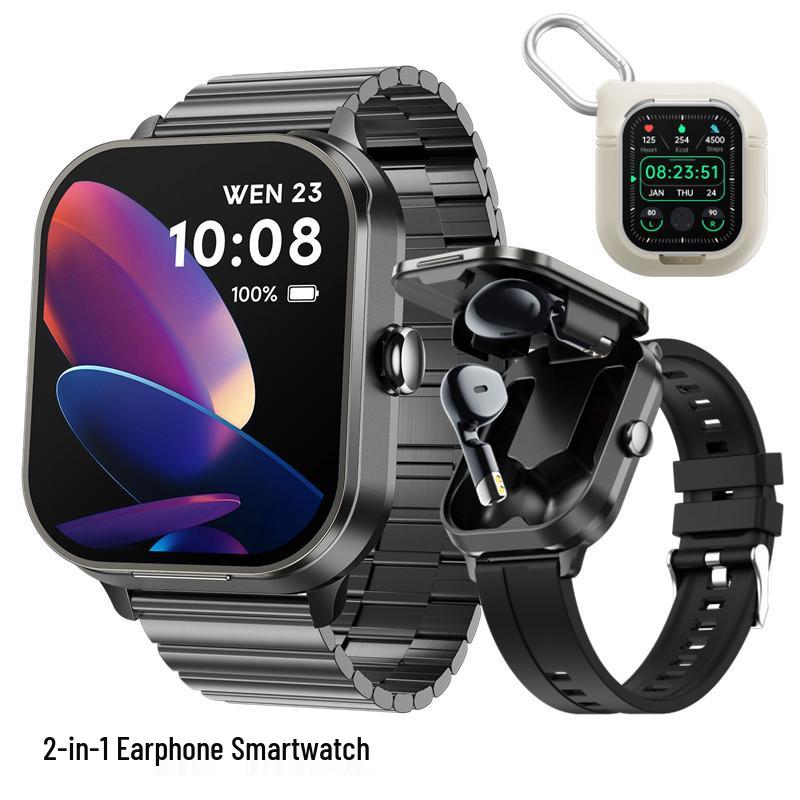 D8Pro 2-in-1 Smartwatch & TWS Earphones: Bluetooth Calling, Heart Rate Monitor, NFC