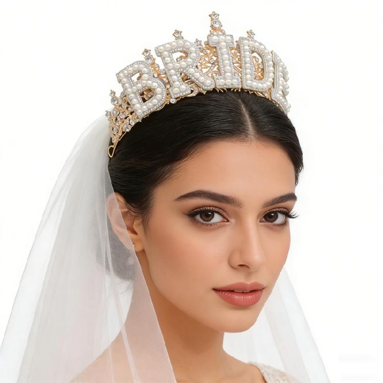Bridal Pearls Crowns Stylish Graceful Crowns Wedding Photo Accessory Bride Crystal Hairband Wedding Photo Props